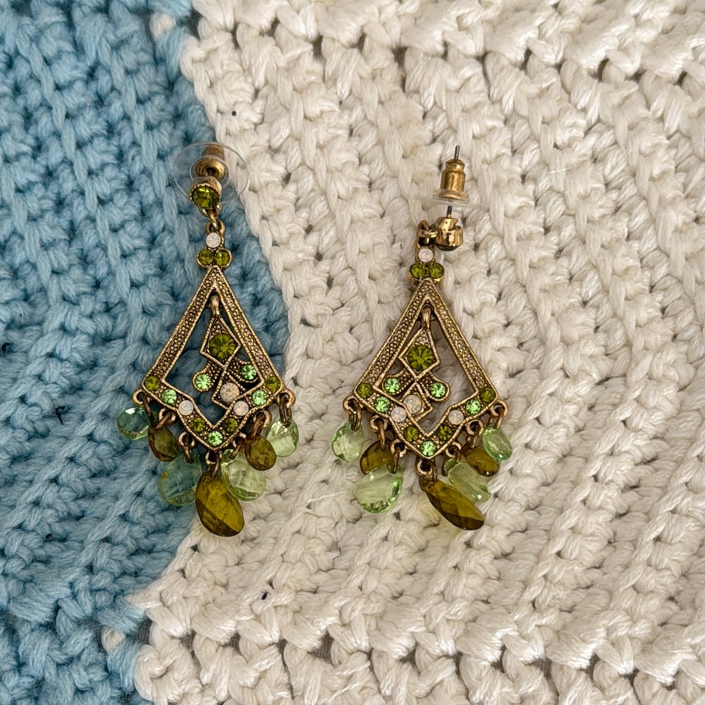 Elegant Green Chandelier Earrings